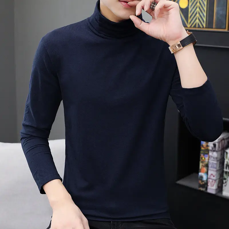 Men's Black High Neck Long Sleeve Top - Image 5
