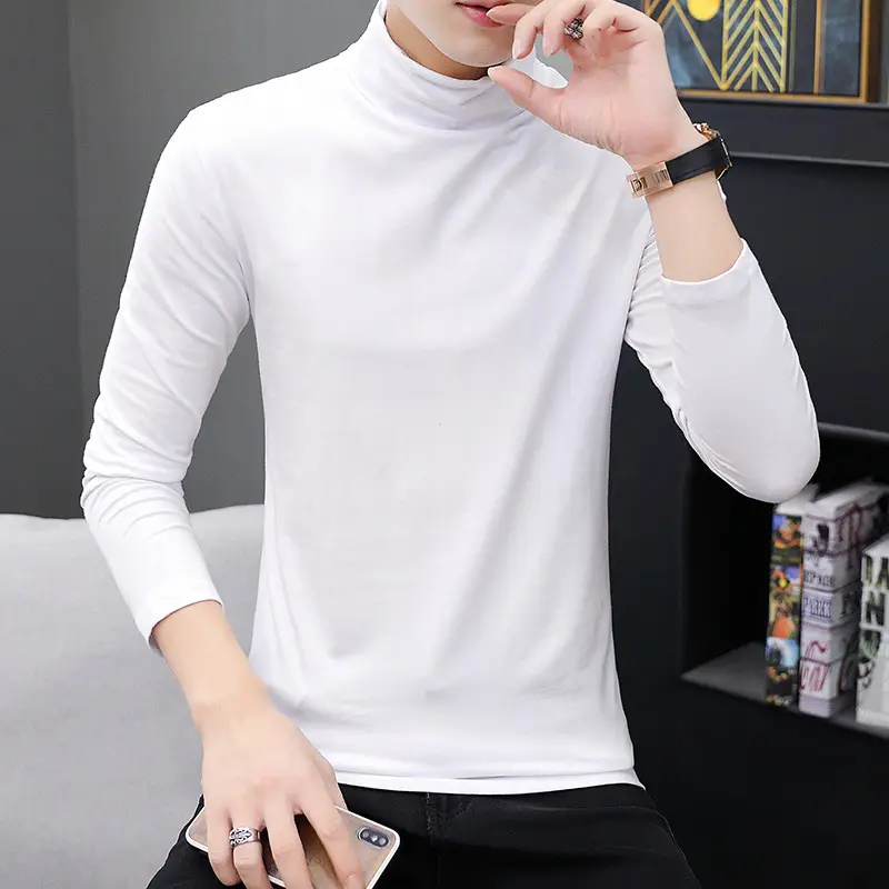Men's Black High Neck Long Sleeve Top - Image 10