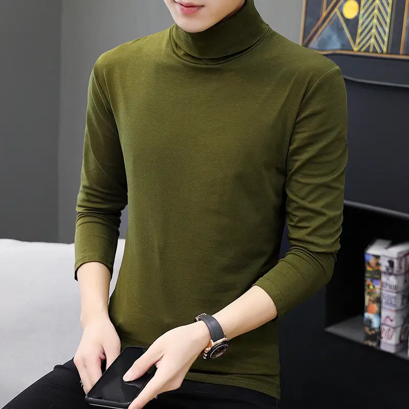 Men's Black High Neck Long Sleeve Top - Image 6