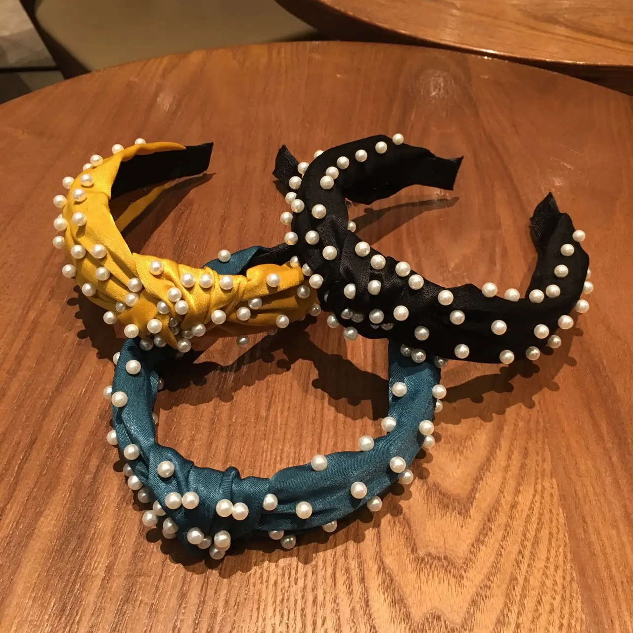 Korean Style Pearl Knotted Headband with White Beads - Image 12