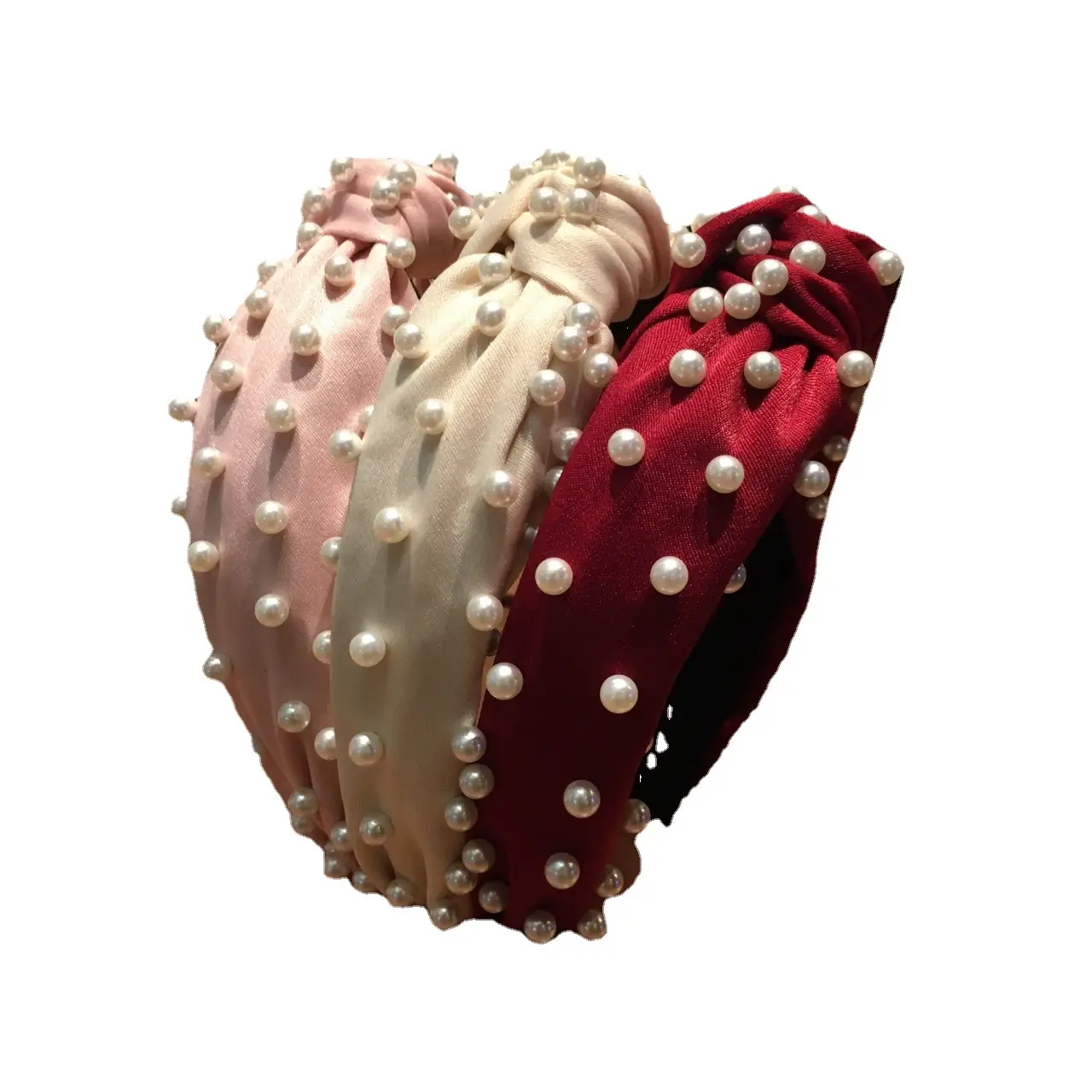 Korean Style Pearl Knotted Headband with White Beads - Image 13