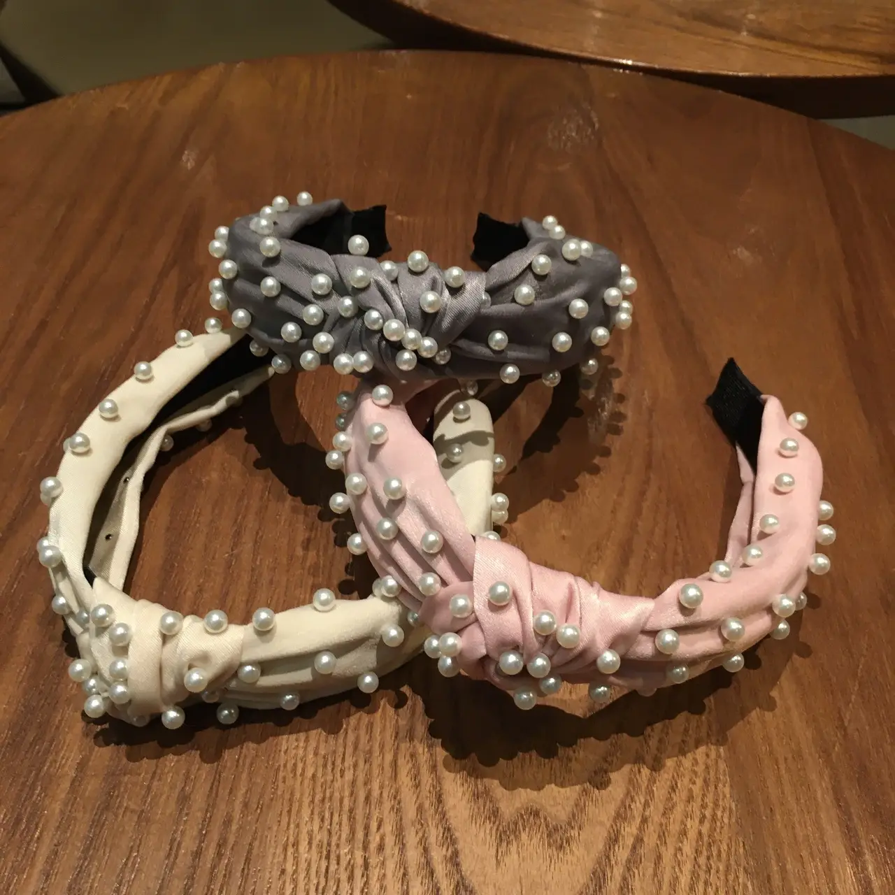 Korean Style Pearl Knotted Headband with White Beads — feature 5