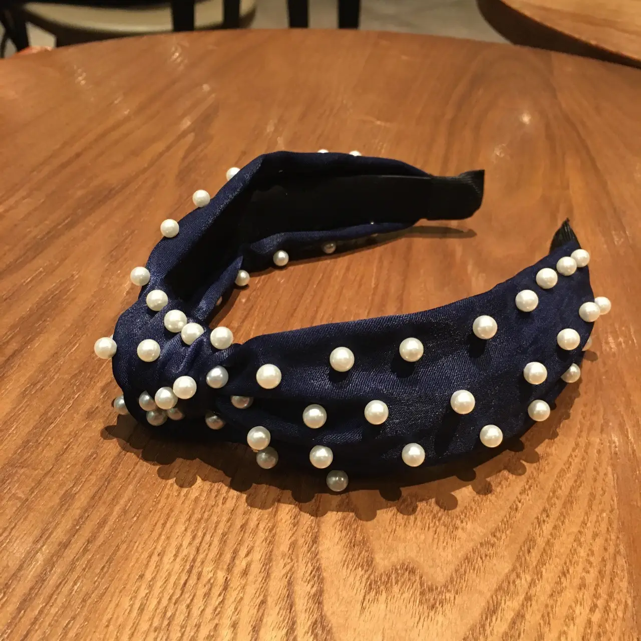 Korean Style Pearl Knotted Headband with White Beads - Image 6