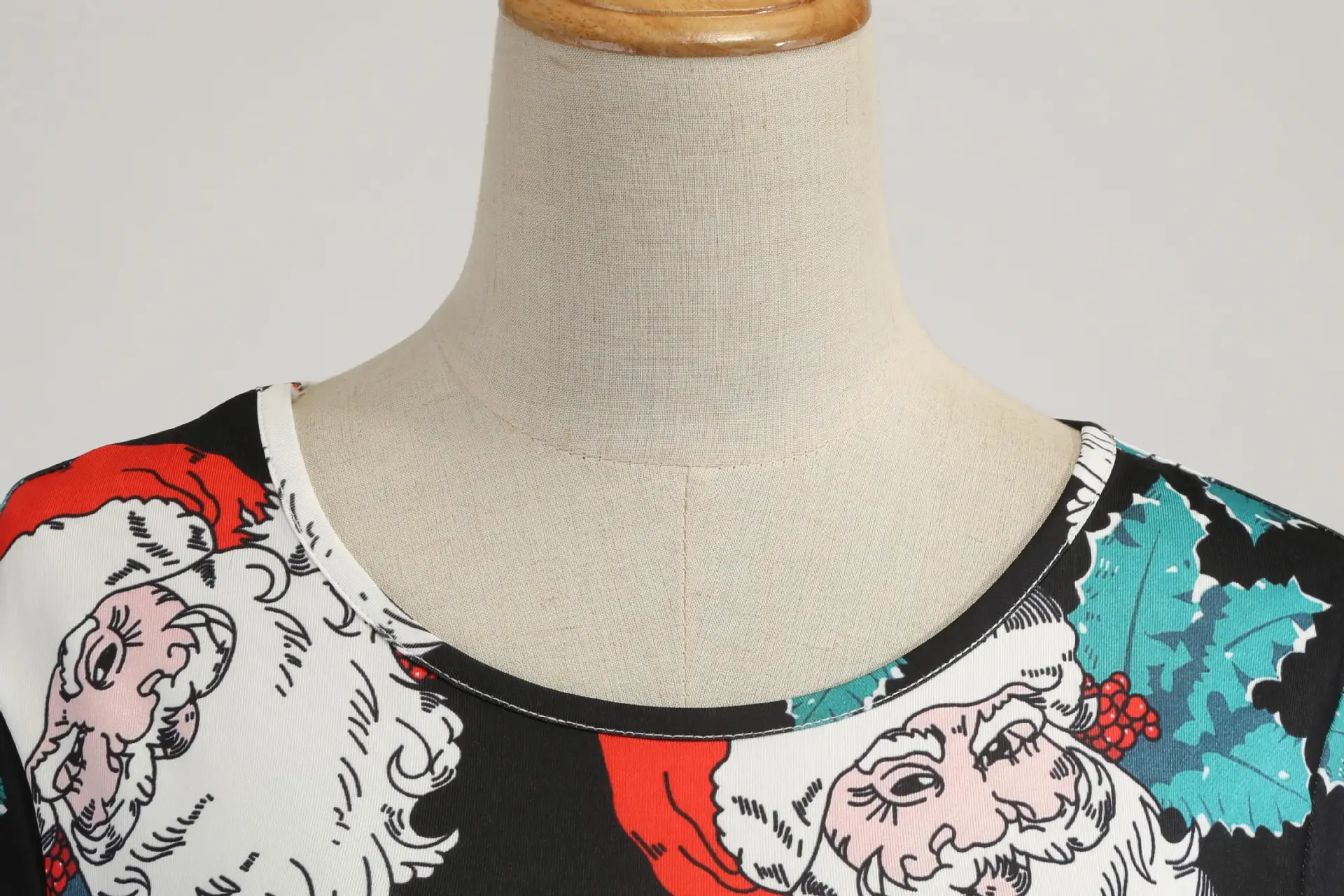 2019 Christmas Half Sleeve Vintage Printed A-Line Dress — feature 6