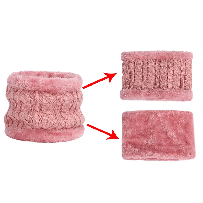 Winter Kidsren's Scarf Hat Two-Piece Set Pom-Pom Baby Baby Knitted Hat Warm Wool Fleece-Lined Thickeneded Neck Cover