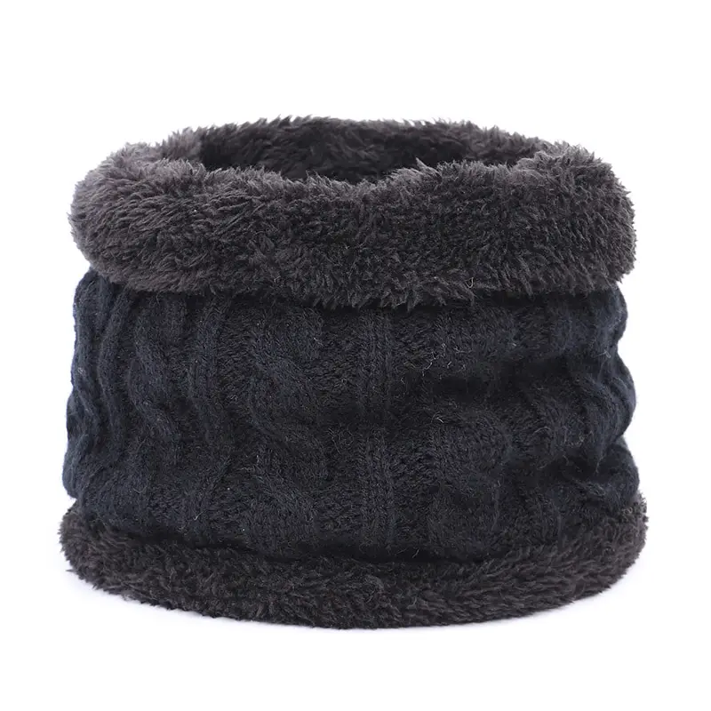 Winter Kidsren's Scarf Hat Two-Piece Set Pom-Pom Baby Baby Knitted Hat Warm Wool Fleece-Lined Thickeneded Neck Cover