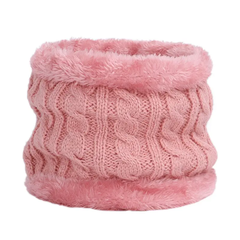 Winter Kidsren's Scarf Hat Two-Piece Set Pom-Pom Baby Baby Knitted Hat Warm Wool Fleece-Lined Thickeneded Neck Cover