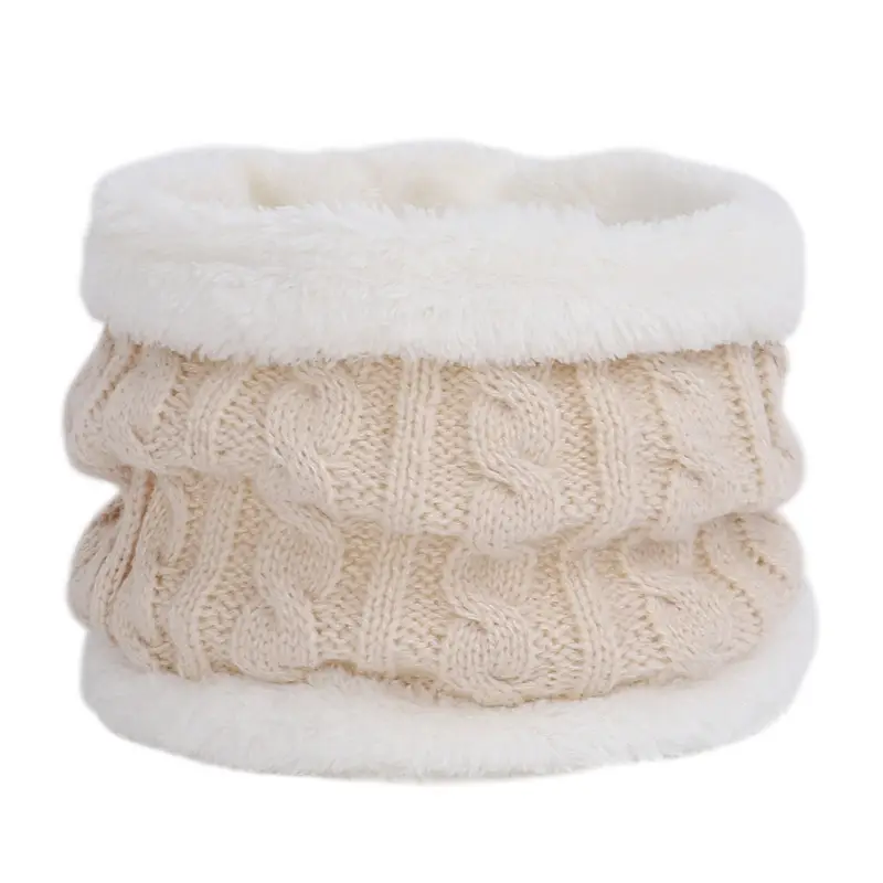 Winter Kidsren's Scarf Hat Two-Piece Set Pom-Pom Baby Baby Knitted Hat Warm Wool Fleece-Lined Thickeneded Neck Cover