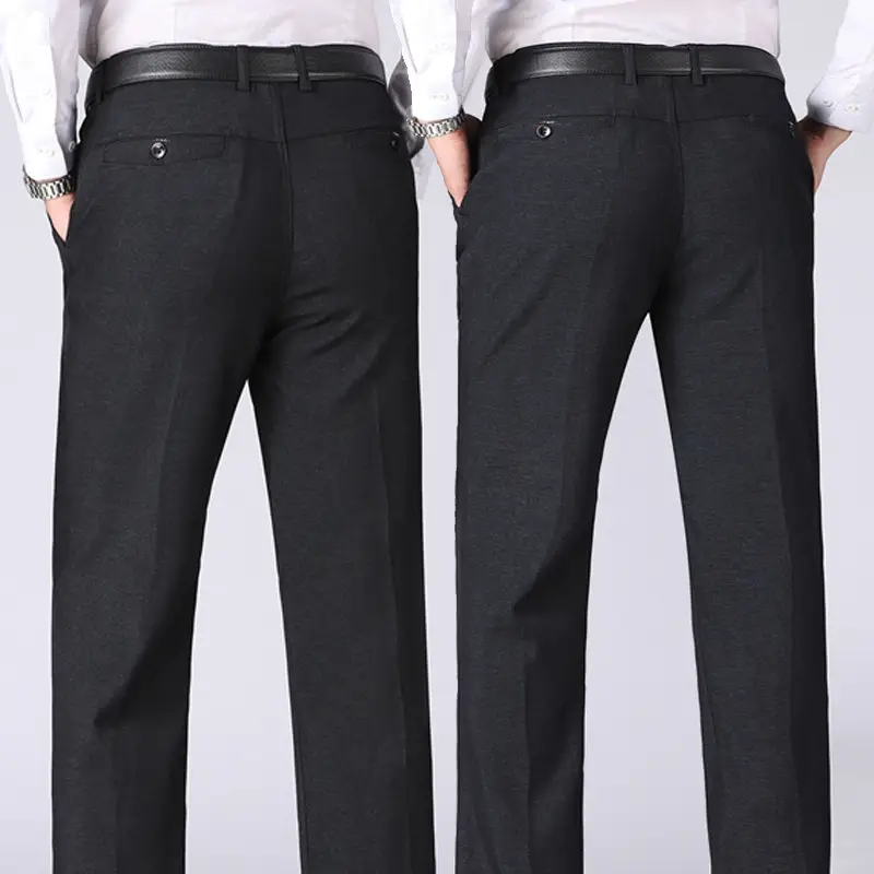 Middle-aged Men's Black Thick Casual Pants - Image 4