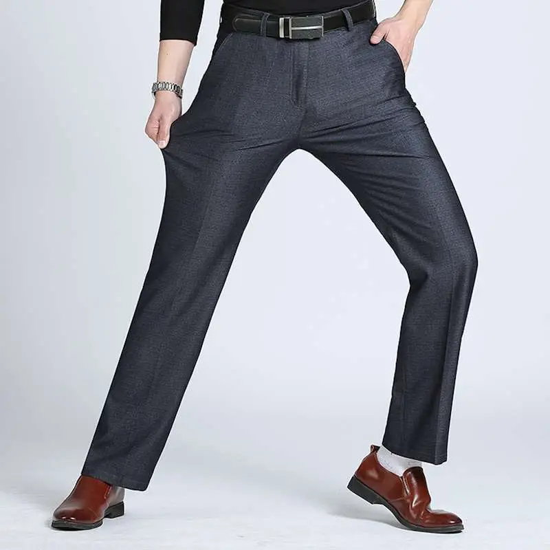 Middle-aged Men's Black Thick Casual Pants - Image 5