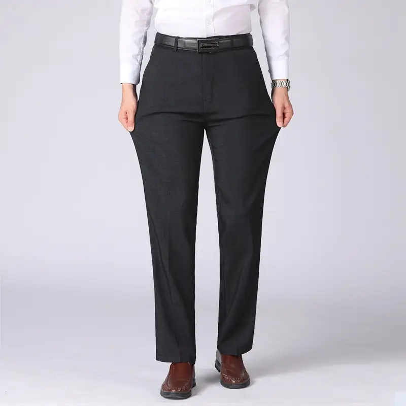 Middle-aged Men's Black Thick Casual Pants - Image 2