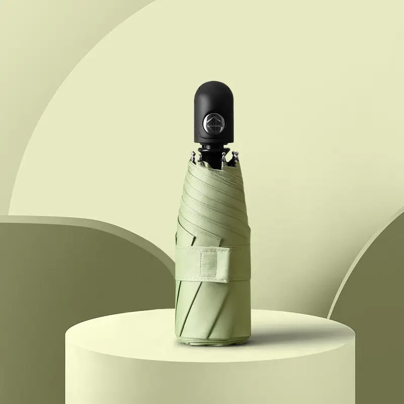 Mini Pocket Folding Rain Umbrella Black 8-Bone Design - Image 10