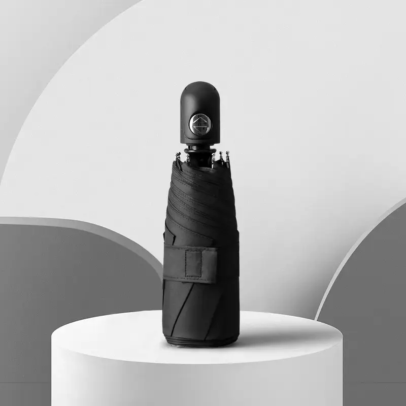 Mini Pocket Folding Rain Umbrella Black 8-Bone Design - Image 7
