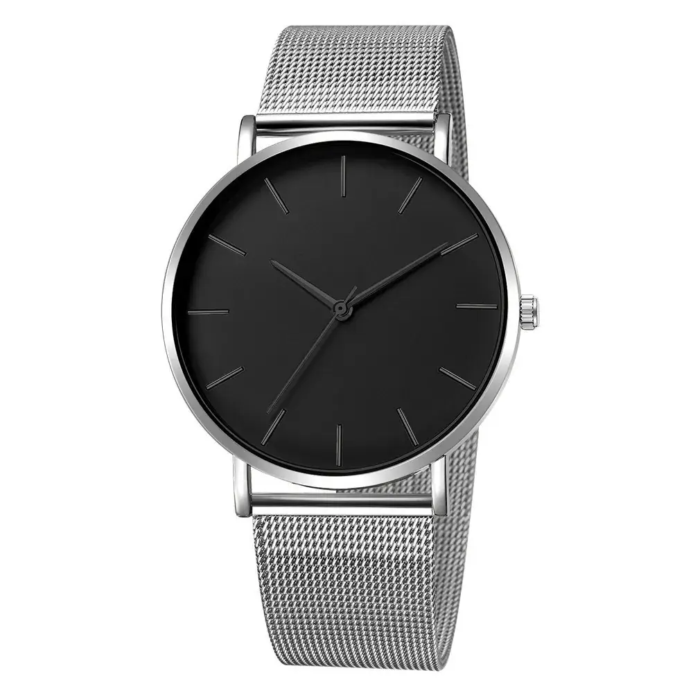 Men's Rose Gold Mesh Watch with White Dial