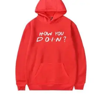 Black Hooded Sweatshirt "How You Doin'" Loose Fleece Autumn - Image 4