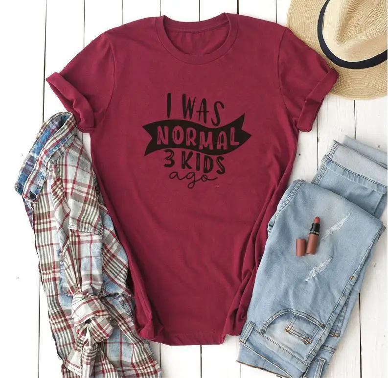 Men Women Letter T-Shirt I WAS NORMAL 3kid ago Grey