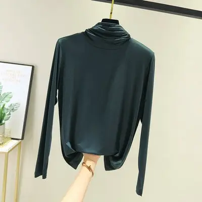 Women's Brown Long Sleeve Turtleneck Top