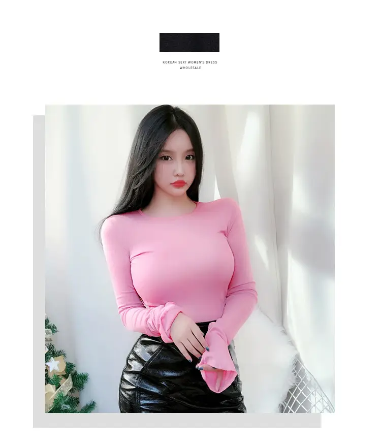 Korean Slim Fit T-Shirt Long Sleeve Round Neck — feature 1