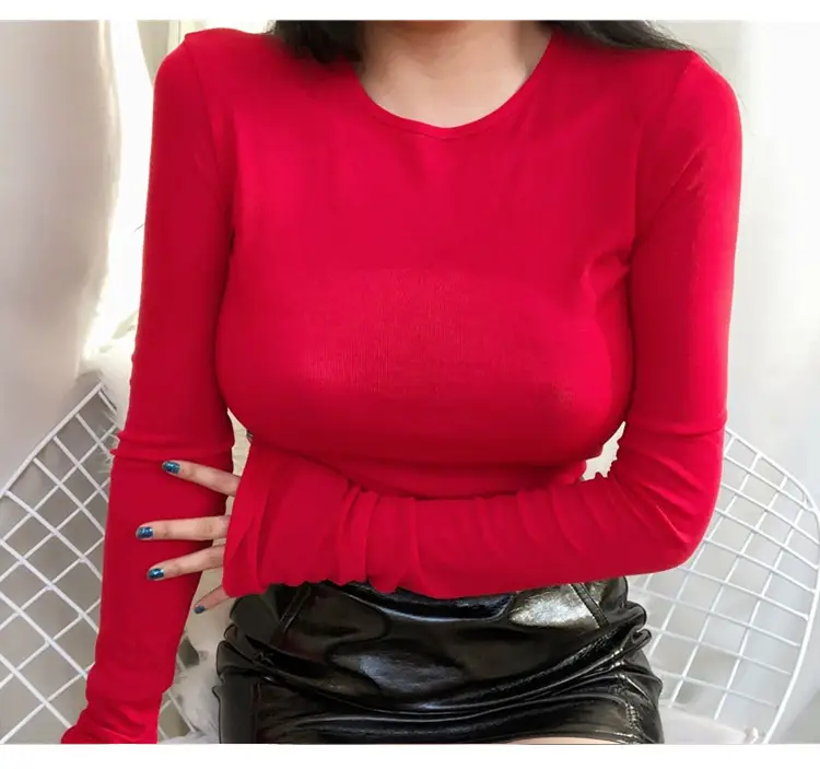 Korean Slim Fit T-Shirt Long Sleeve Round Neck — feature 14