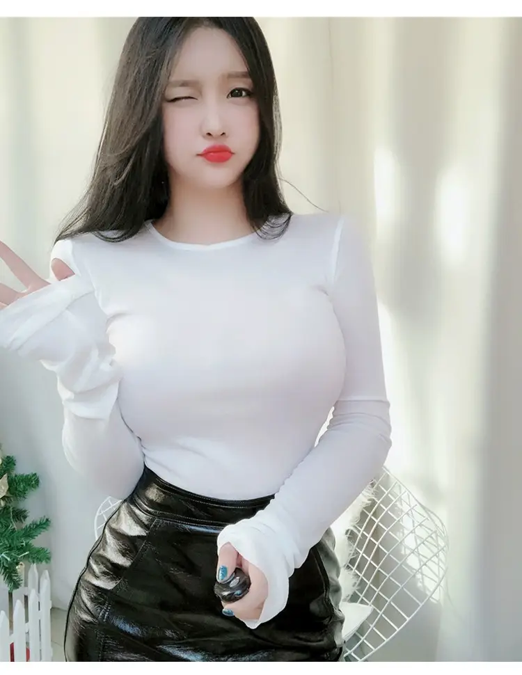 Korean Slim Fit T-Shirt Long Sleeve Round Neck — feature 17