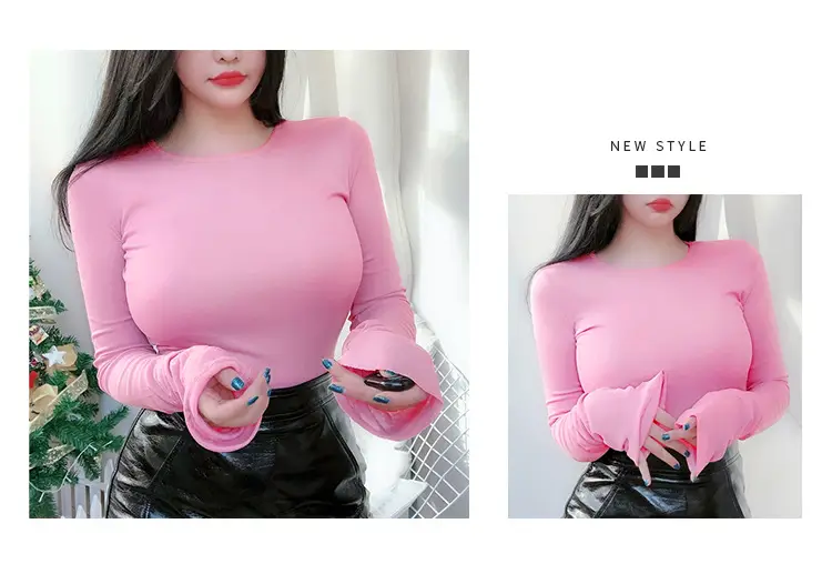 Korean Slim Fit T-Shirt Long Sleeve Round Neck — feature 2