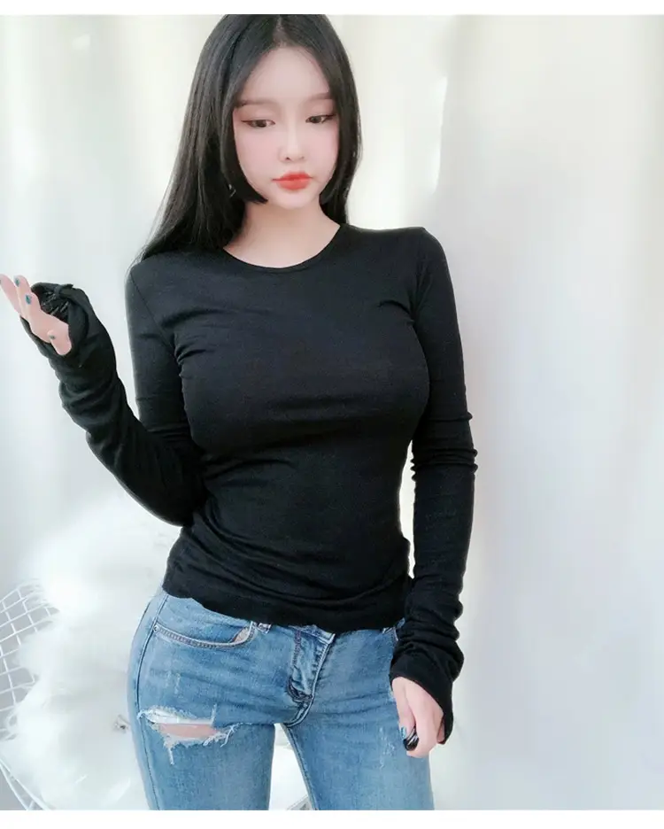 Korean Slim Fit T-Shirt Long Sleeve Round Neck — feature 24
