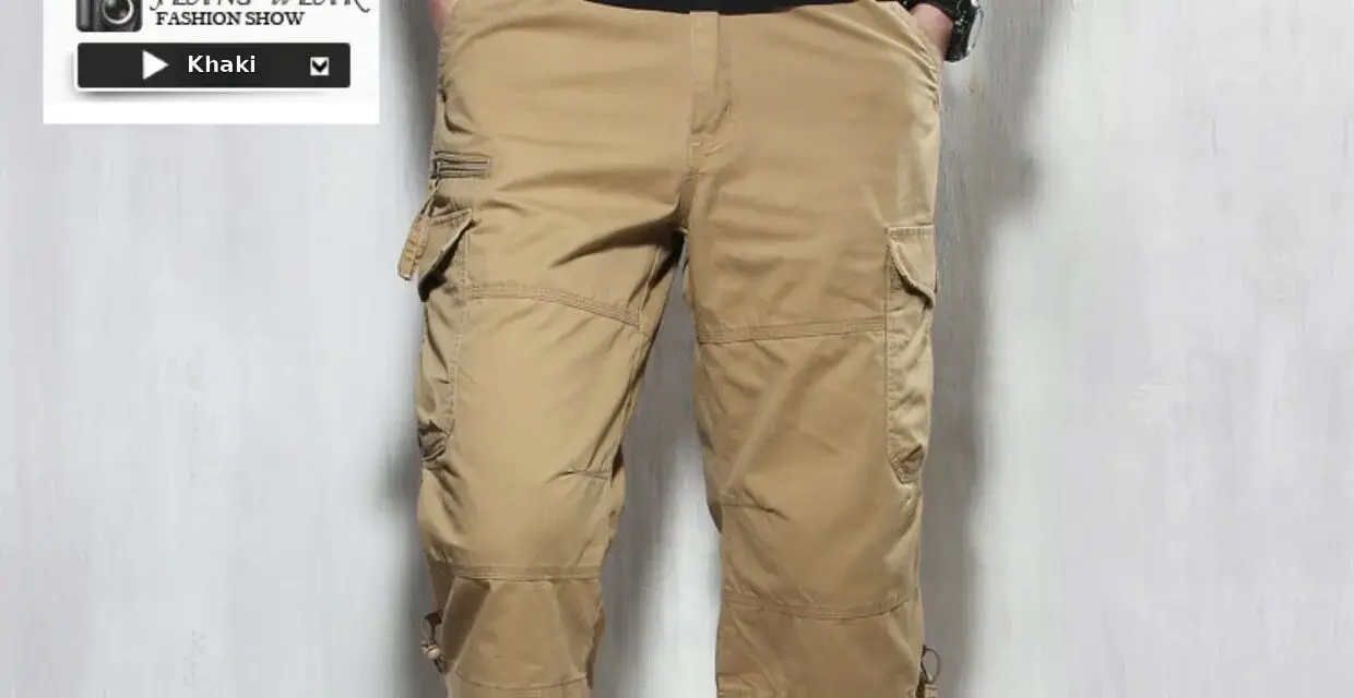 Men Capri Pants Olive Green 5cm Elastic Waist — feature 42
