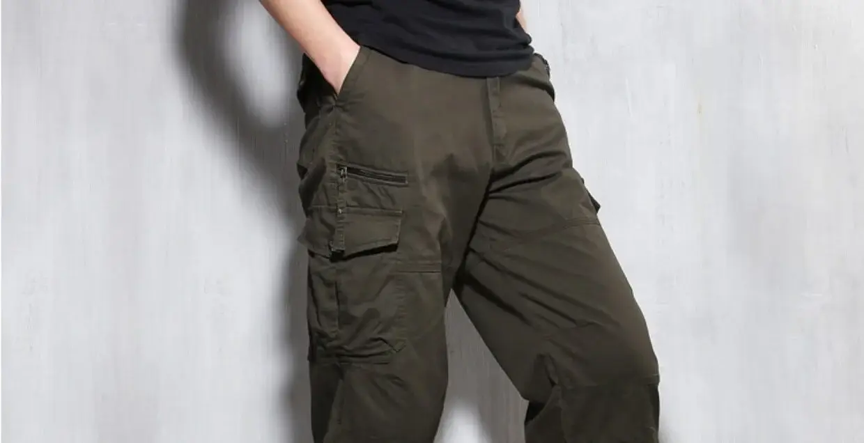 Men Capri Pants Olive Green 5cm Elastic Waist — feature 48