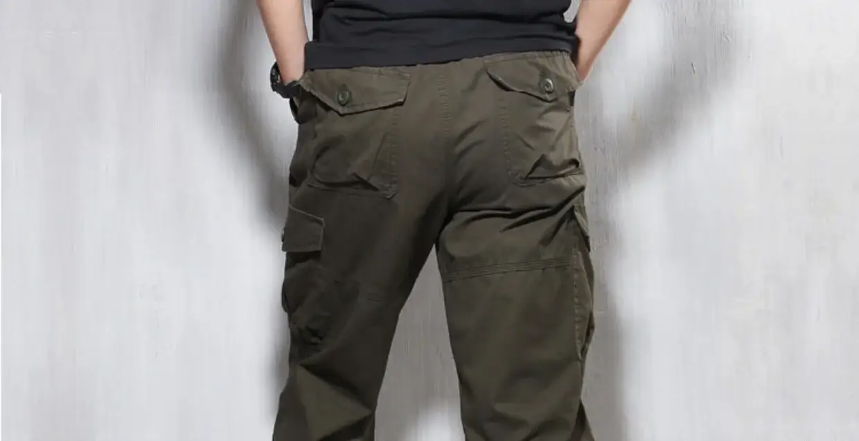 Men Capri Pants Olive Green 5cm Elastic Waist — feature 50