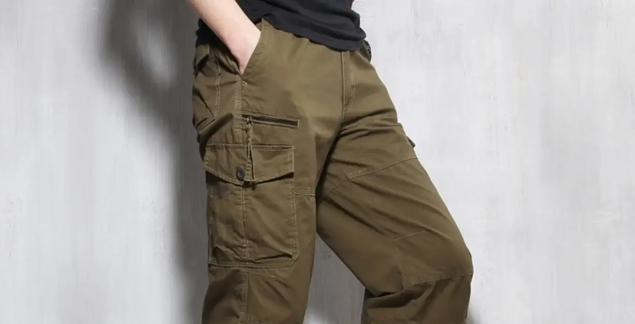 Men Capri Pants Olive Green 5cm Elastic Waist — feature 52