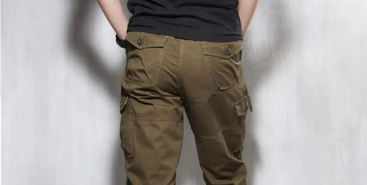 Men Capri Pants Olive Green 5cm Elastic Waist — feature 54