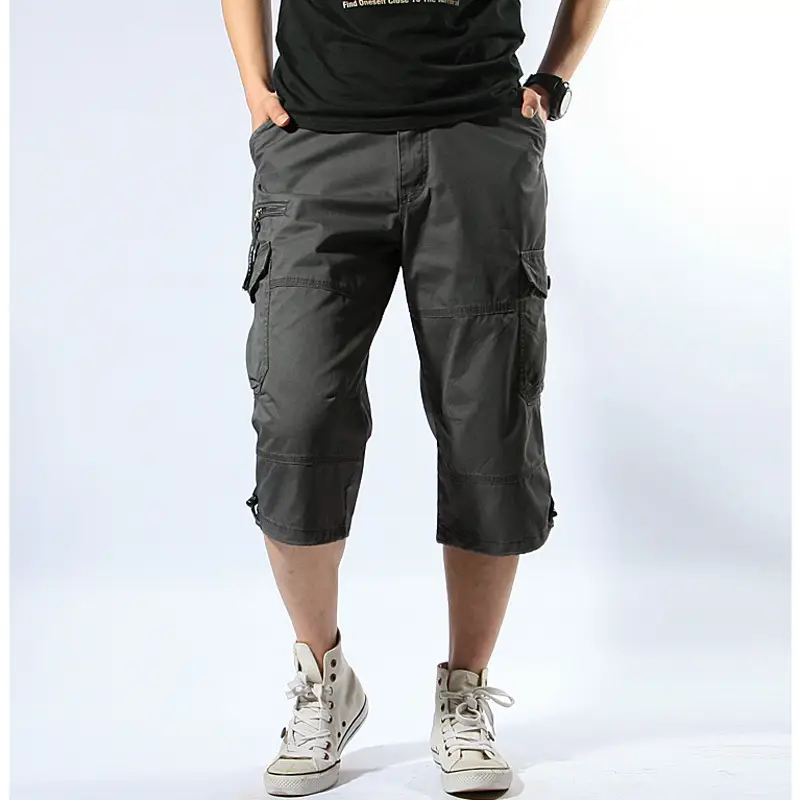 Men Capri Pants Olive Green 5cm Elastic Waist - Image 4