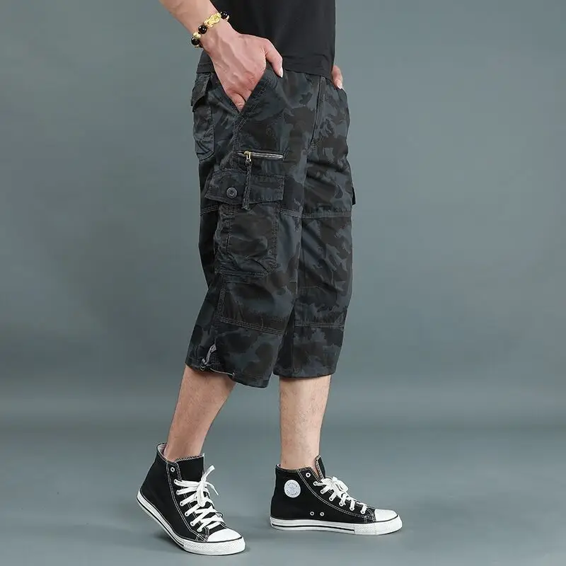 Men Capri Pants Olive Green 5cm Elastic Waist - Image 6