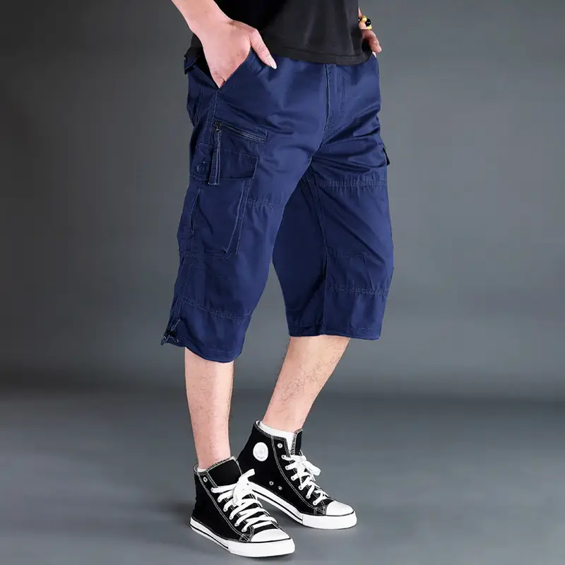 Men Capri Pants Olive Green 5cm Elastic Waist - Image 7