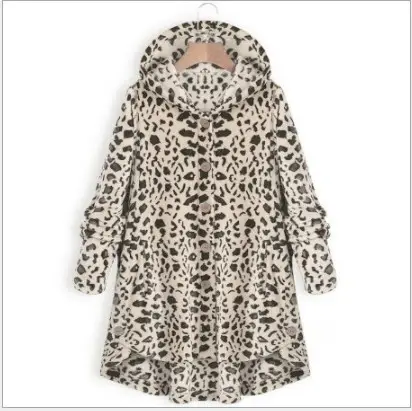 2022 Women's Button Plush Hooded Jacket Brown - Image 11