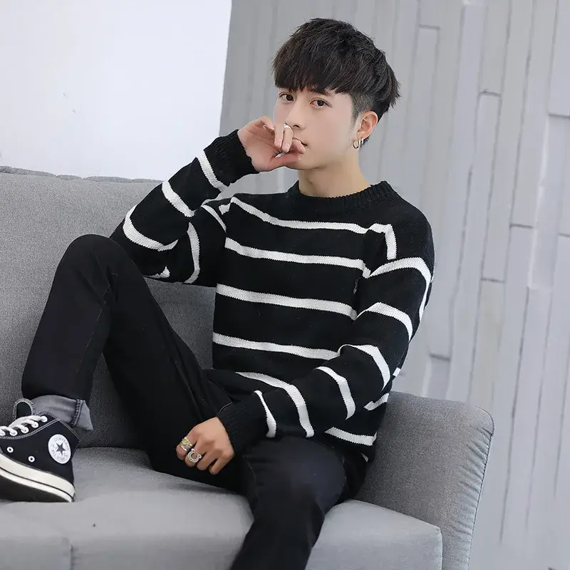 Men's Bixin Embroidered Striped Pullover Sweater - Image 6