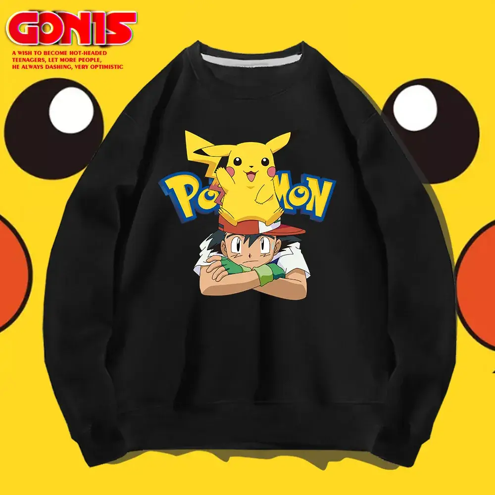 Pikachu Sweatshirt Men Women Spring Autumn Loose Fit - Image 9