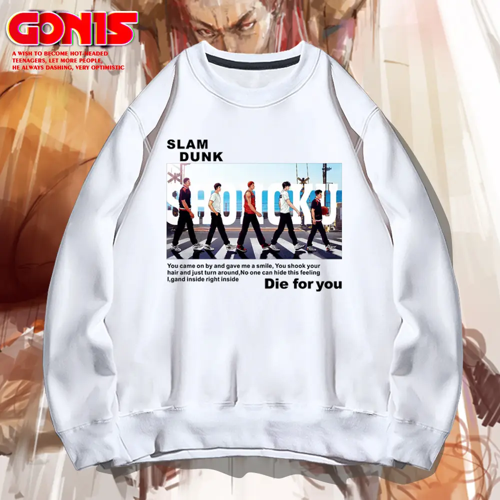 Men's Anime Slam Dunk Sweatshirt Grey Cotton