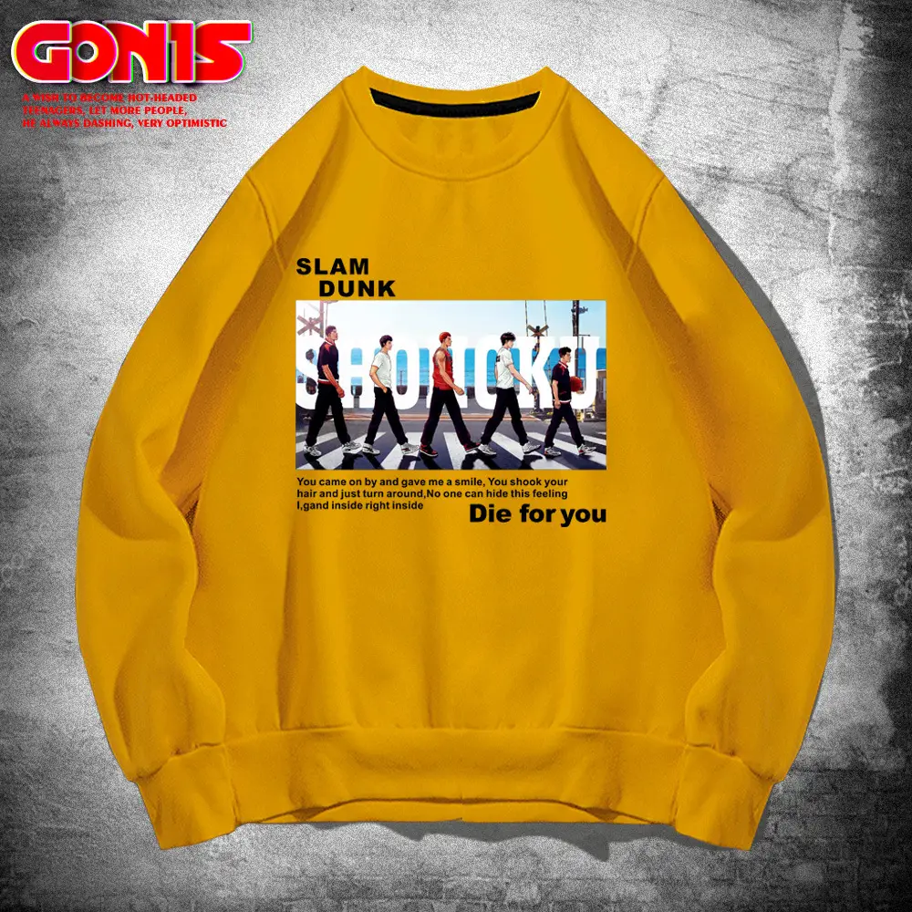 Men's Anime Slam Dunk Sweatshirt Grey Cotton
