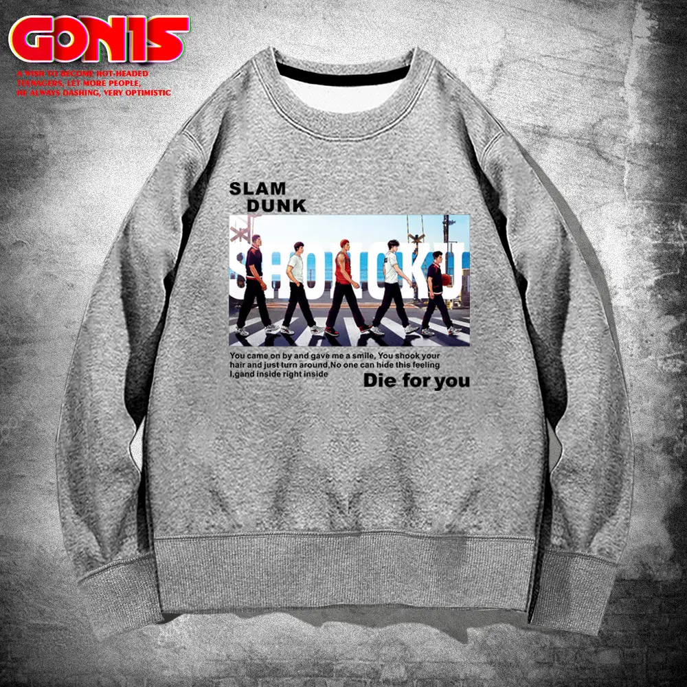 Men's Anime Slam Dunk Sweatshirt Grey Cotton