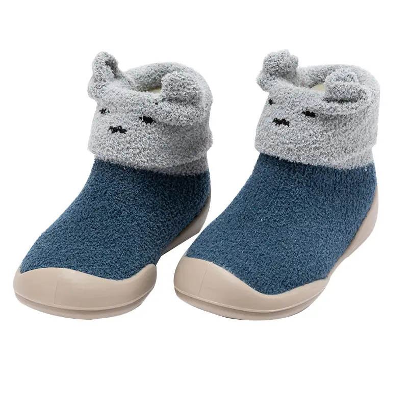 Cartoon Three-Dimensional Baby Socks Blue Soft Sole Mid-Tube