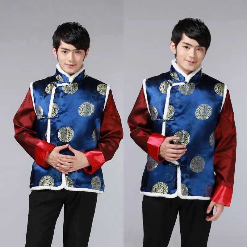 Women Chinese Button Cotton Vest Black Red New Year Warm Winter Tang Suit Vest — feature 16