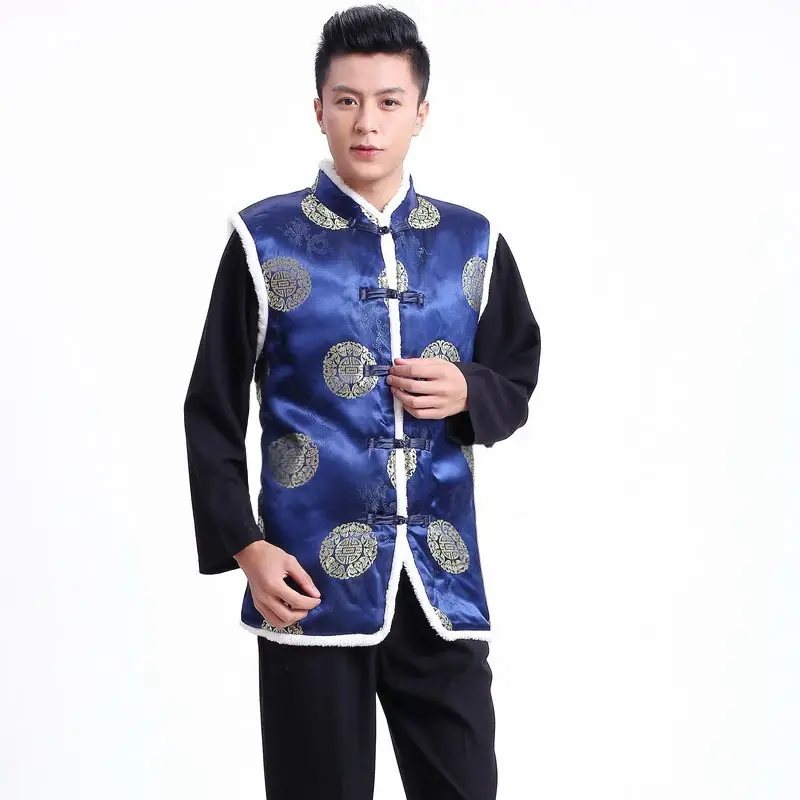 Women Chinese Button Cotton Vest Black Red New Year Warm Winter Tang Suit Vest — feature 19