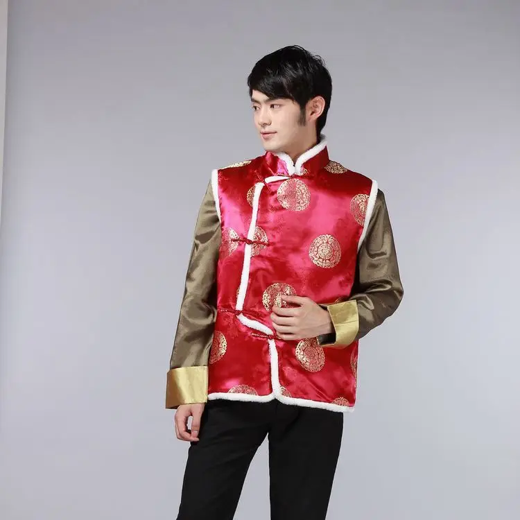 Women Chinese Button Cotton Vest Black Red New Year Warm Winter Tang Suit Vest - Image 11