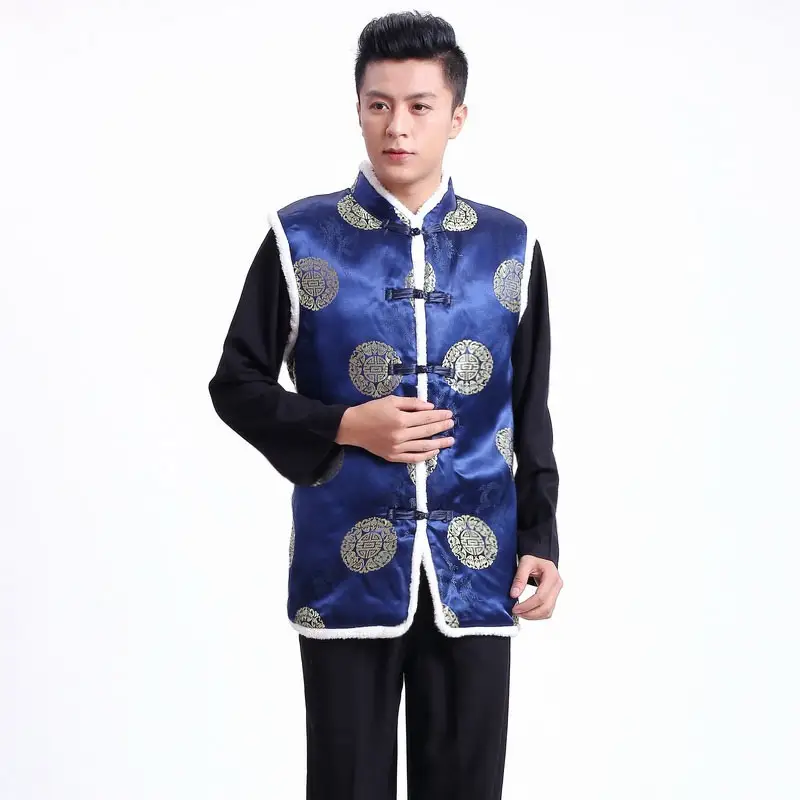Women Chinese Button Cotton Vest Black Red New Year Warm Winter Tang Suit Vest - Image 13