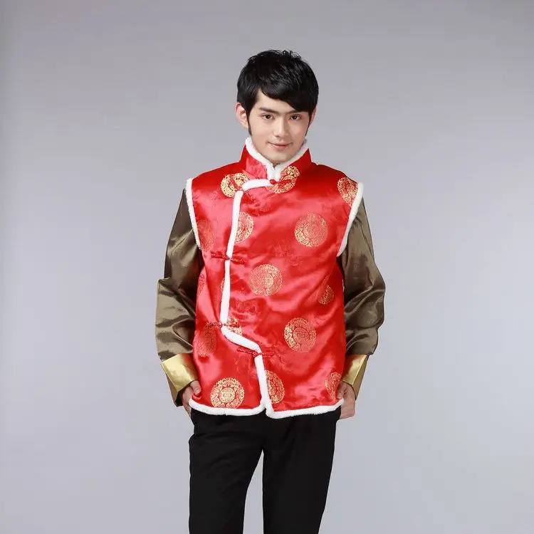 Women Chinese Button Cotton Vest Black Red New Year Warm Winter Tang Suit Vest - Image 8