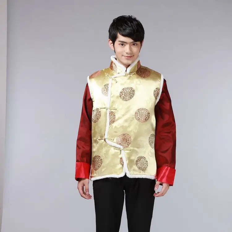 Women Chinese Button Cotton Vest Black Red New Year Warm Winter Tang Suit Vest - Image 9