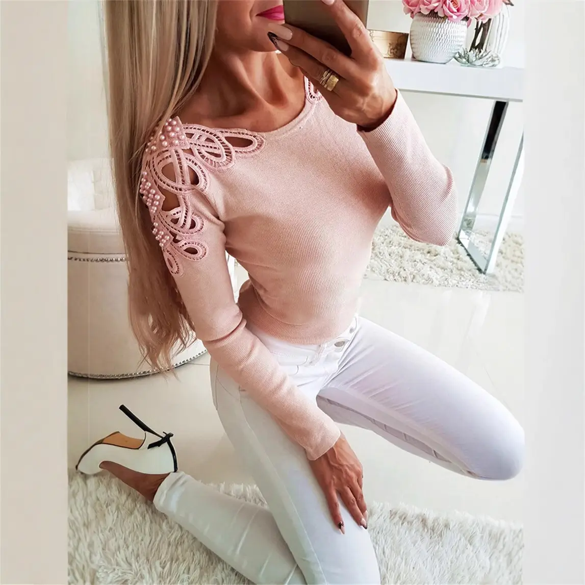2024 Long Sleeve Lace Top Women's Sexy Slim Fit - Image 6