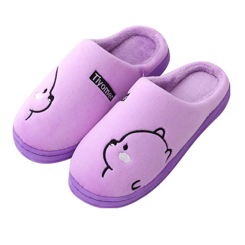 Autumn and winter new Korean version of the cartoon bear cotton slippers indoor and outdoor comfortable warm couple plush cotton slippers wholesale - Image 10