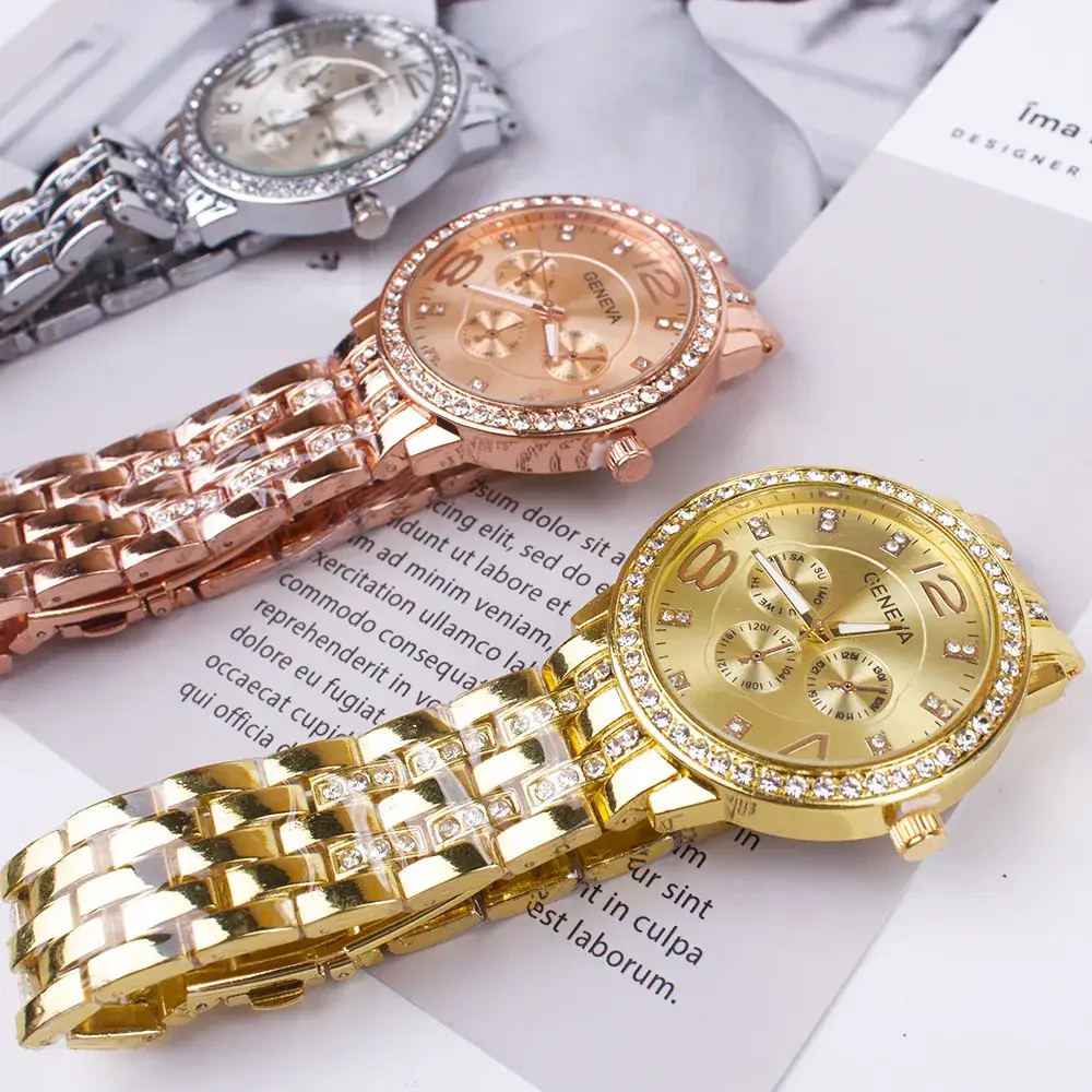 Gold Plated Women's Quartz Watch with Crystal Band - Image 6